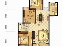 紫金城中央公园三期高层20#楼标准层B1户型3室2厅2卫1厨 130.03㎡