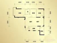 2栋1单元4号户型，3室2厅1卫，约115.59平米