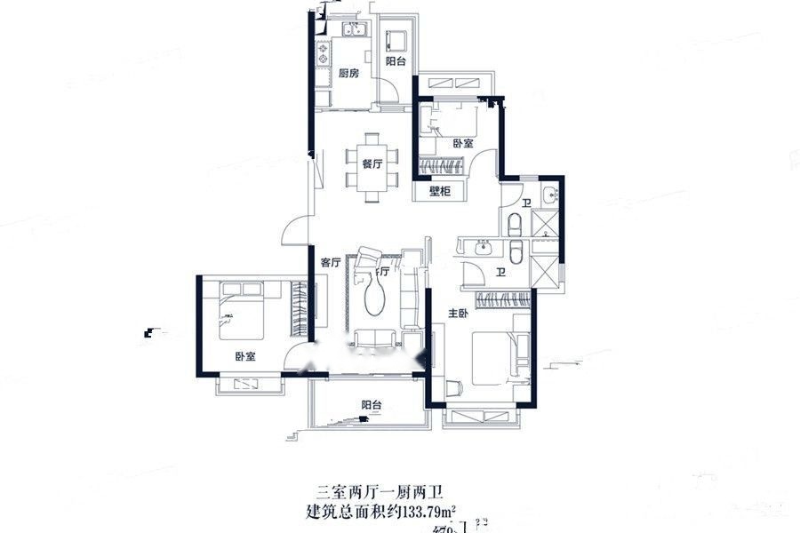 高层133-145平米三房户型