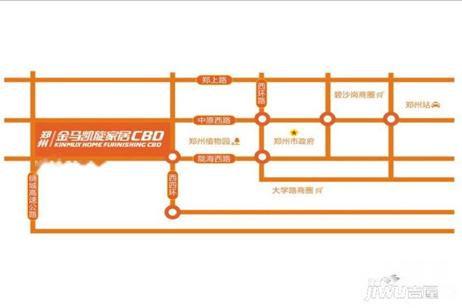 郑州金马凯旋家居CBD位置交通图