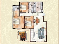 绿地泰晤士新城户型图 洋房F1三室两厅两卫 145.68㎡