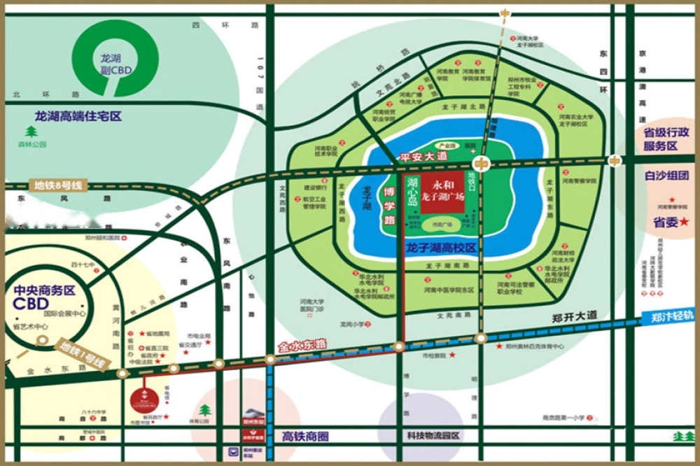 永和龙子湖广场位置交通图