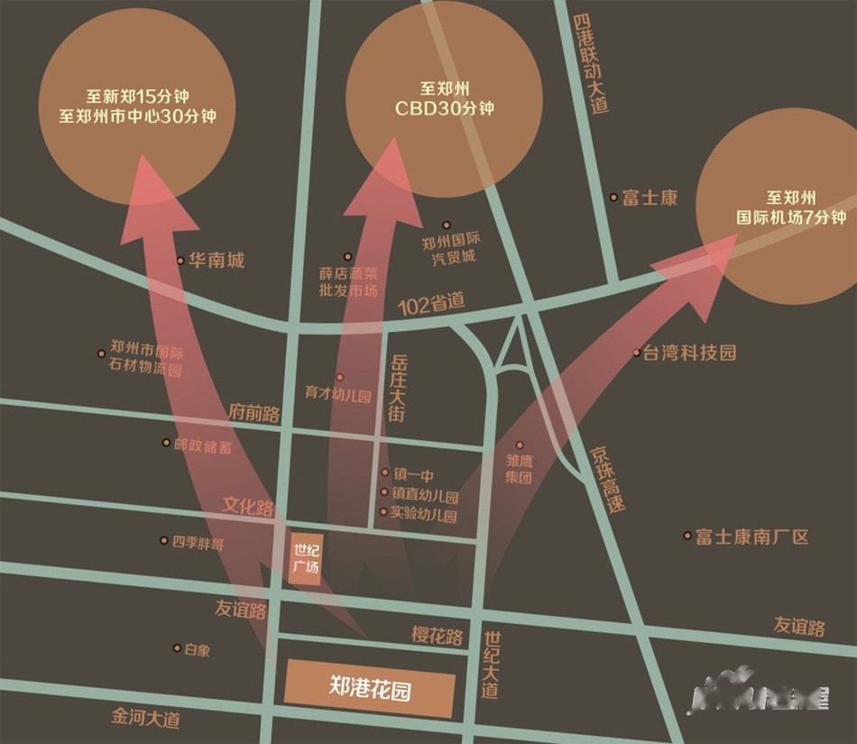 郑港花园位置交通图