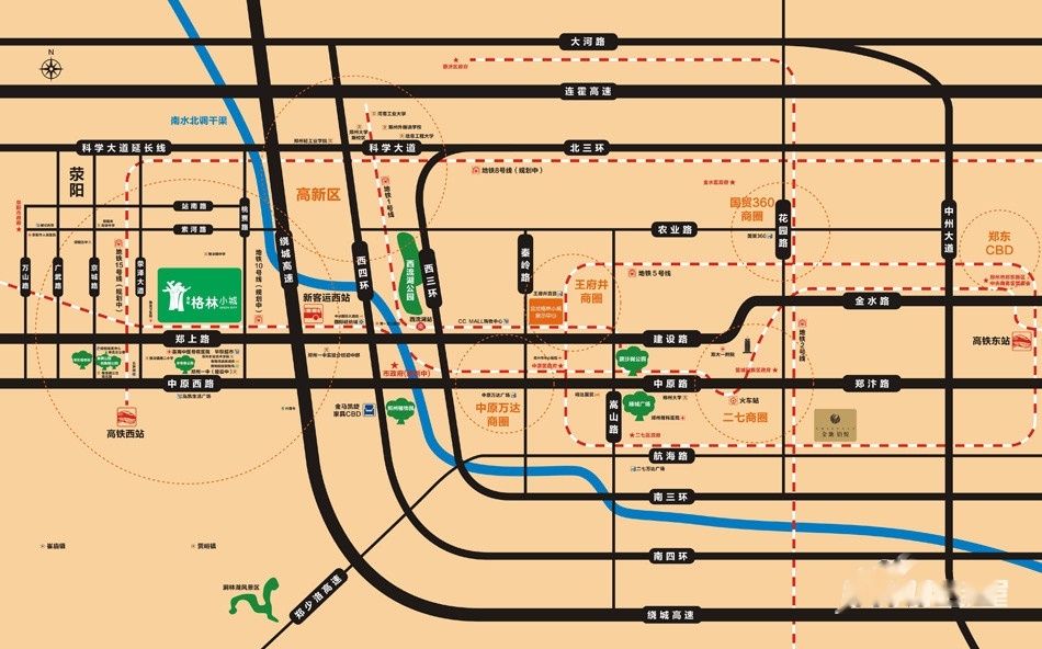 金地格林小城位置交通图