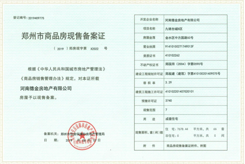 九锦台预售证照